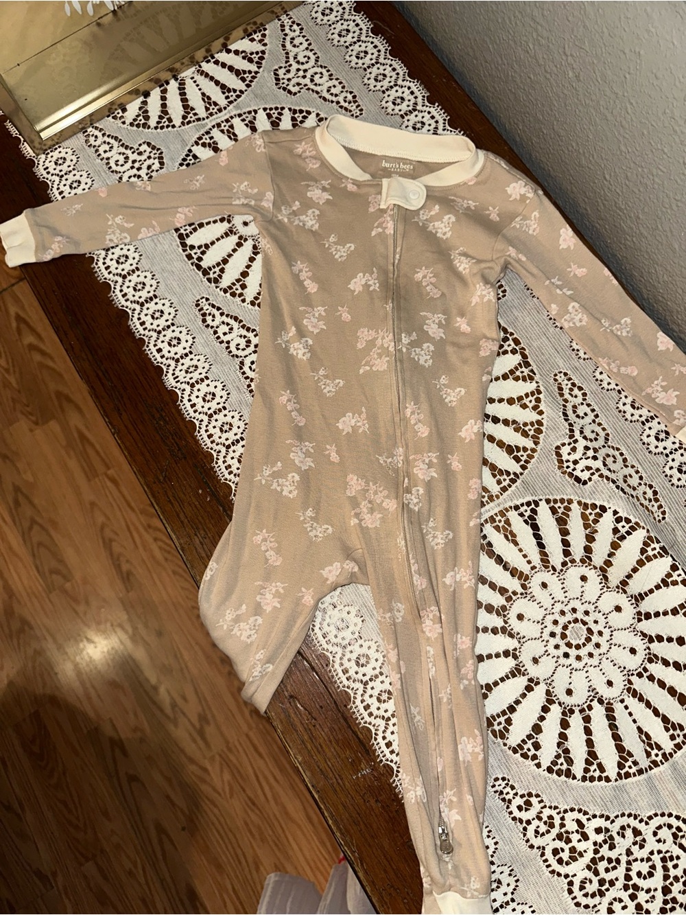 Burt's Bees Beige Floral Zip Sleep Sack Pajamas